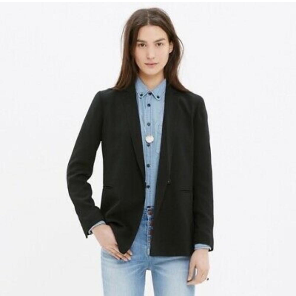 Madewell Black Drapey Boyfriend Blazer